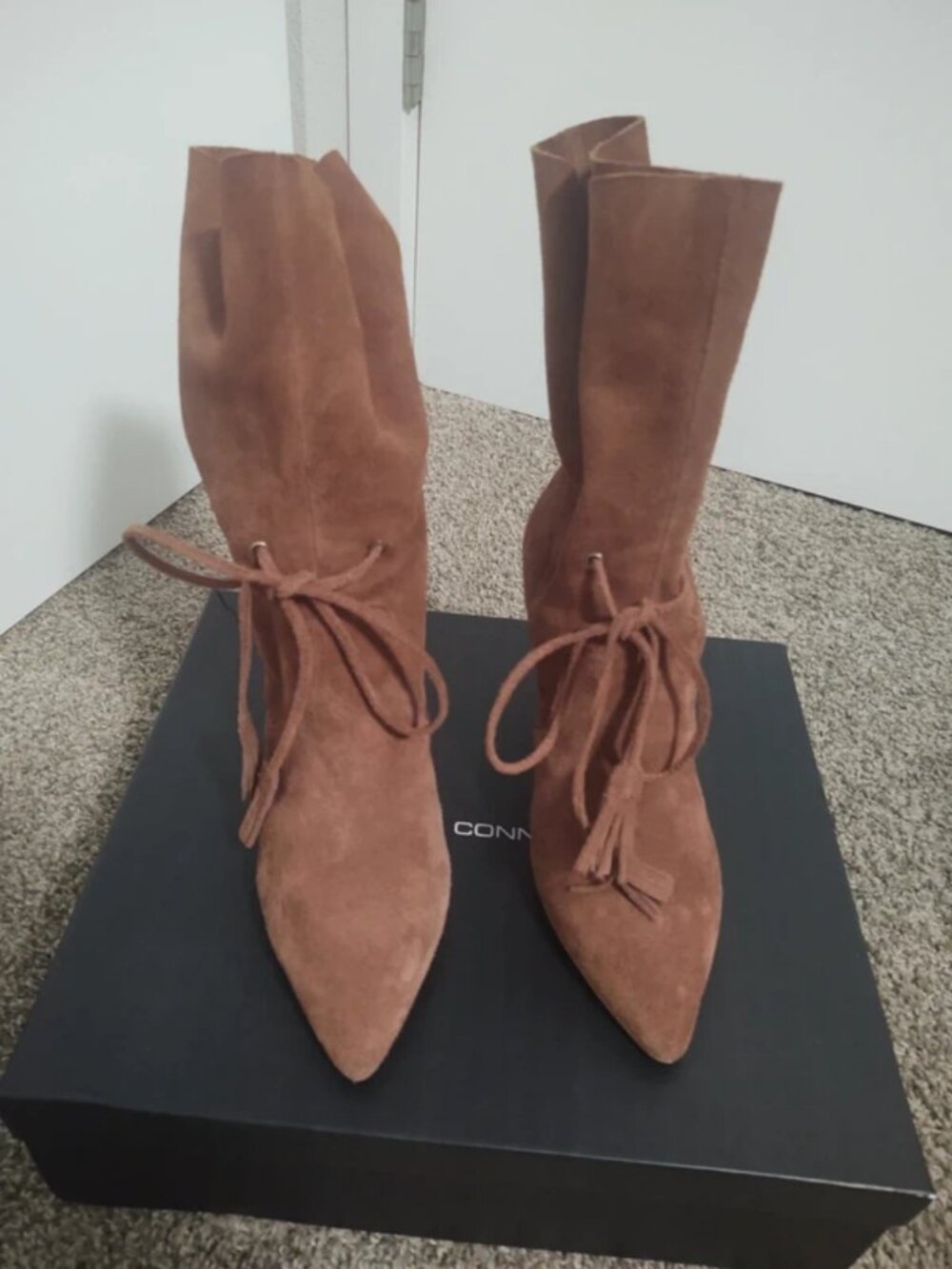 French Collection Women's Tan Rowdy Suede Bootie
